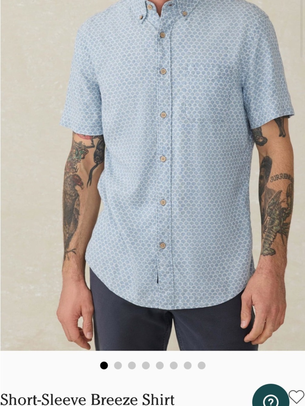 Faherty Light Blue Short-Sleeve Button-Down Shirt